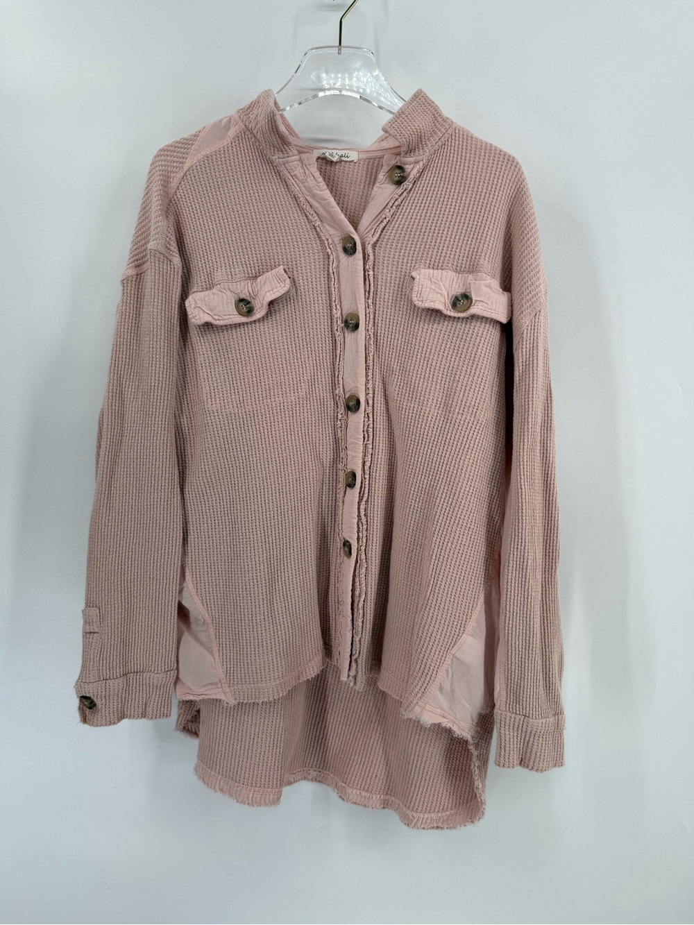 Oil and Hali light pink waffle pink shacket size s / m
